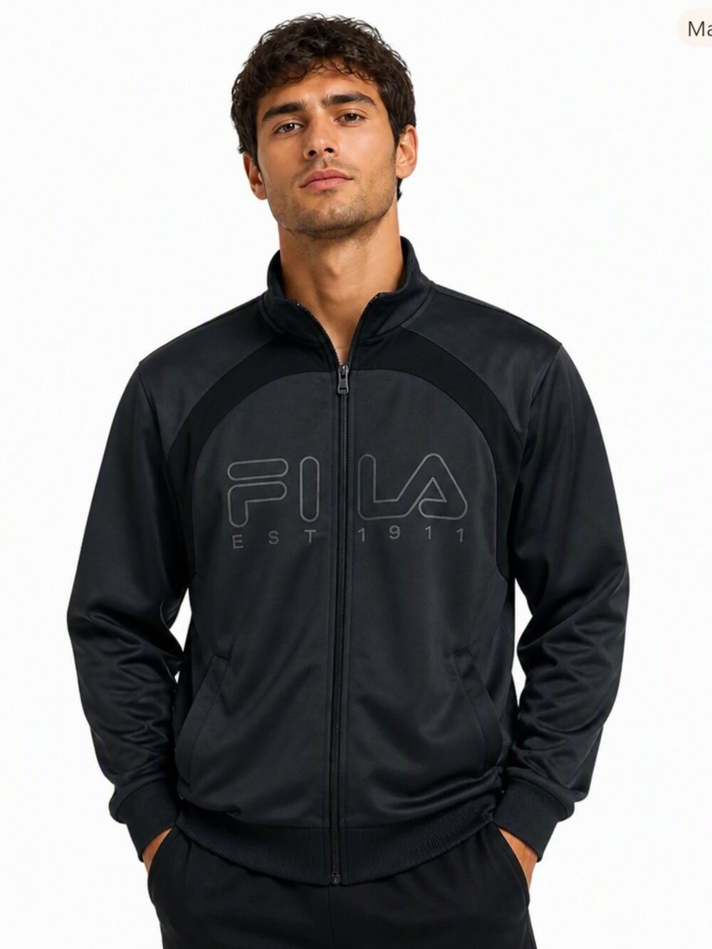 Fila F-Box Mens Size XL Athletic Track Jacket  black Zip Up Long‎ Sleeve Vintage